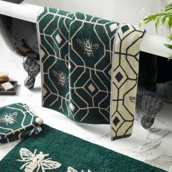 Furn. Bee Deco Geometric Jacquard Bath Towel - Emerald -Cheap furn Store 0677a83dc520455c929a3ec771200354