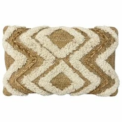 Furn. Jana Rectangular Jute Cotton Tufted Polyester Filled Cushion - Natural
