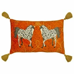 Furn. Vivid Andalucian Horses Cushion - Orange