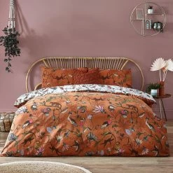 Furn. Wildlings Lively Animals With Tropical Vines Reversible Duvet Cover Set - Brown