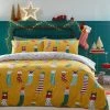 Furn. Meowy Christmas Duvet Cover Set - Yellow