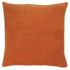 Furn. Solo Cotton Velvet Polyester Filled Cushion - Orange