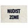 Furn. Nudist Zone Slogan Cotton Tufted Non-Slip Bath Mat - Ivory