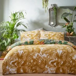 Furn. Medinilla Tropical Reversible Duvet Cover Set - Mustard -Cheap furn Store 138197a994c5498381e3044e0b794421