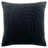 Furn. Mangata Square Pleated Cotton Velvet Polyester Filled Cushion - Black
