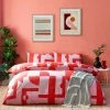 Furn. Manhatten Geometric Reversible Duvet Cover Set - Pink