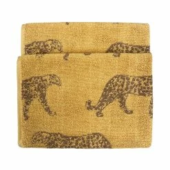 Furn. Leopard Animal Jacquard Hand Towel - Gold