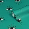 Furn. Theia Abstract Eye Printed Wallpaper - Turquoise