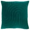 Furn. Mangata Square Pleated Cotton Velvet Polyester Filled Cushion - Teal