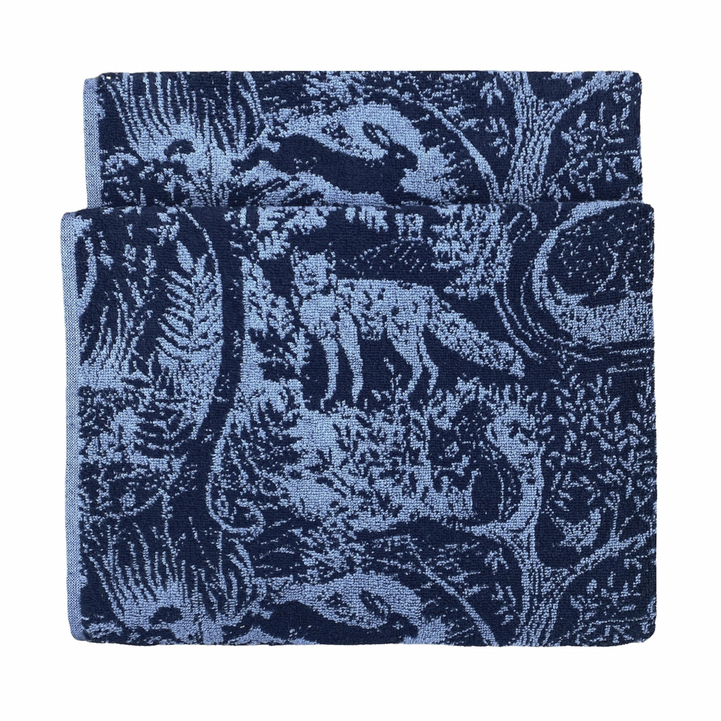 Furn. Winter Woods Animal Jacquard Bath Towel - Navy 1 Furn. Winter Woods Animal Jacquard Bath Towel - Navy