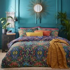 Furn. Papilion Butterfly Reversible Duvet Cover Set - Green