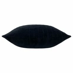 Furn. Mangata Square Pleated Cotton Velvet Feather Filled Cushion - Black -Cheap furn Store 20a594008db54b35af9e36e6a52f3f02