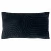 Furn. Mangata Rectangular Pleated Cotton Velvet Cushion Cover - Black