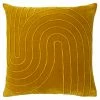 Furn. Mangata Square Pleated Cotton Velvet Polyester Filled Cushion - Yellow