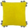 Furn. Hoola Pom-Pom Cotton Velvet Polyester Filled Cushion - Yellow