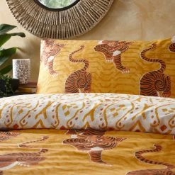 Furn. Tibetan Tiger Tribal Reversible Duvet Cover Set - Mustard -Cheap furn Store 268c2bd36cbc483eaa9ba81448f21044