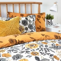 Furn. Scandi Poppy Floral Reversible Duvet Cover Set - Mustard -Cheap furn Store 2865afd1fd2346d89f047820ef1b6082