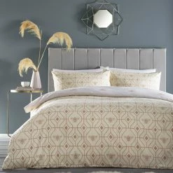 Furn. Bee Deco Geometric Duvet Cover Set - Champagne