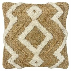 Furn. Jana Sqaure Jute Cotton Tufted Cushion Cover - Natural