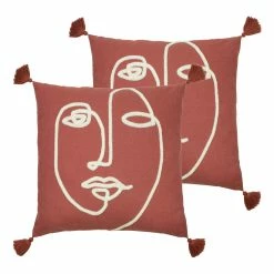 Furn. Uno Face Cushions (Twin Pack) - Burgundy