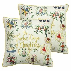 Furn. Twelve Days of Christmas Cushions (Twin Pack) - Multicolour