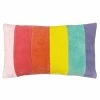 Furn. Rainbow Stripe Cotton Velvet Feather Filled Cushion - Multicolour