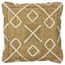 Furn. Roolu Braided Jute Cotton Feather Filled Cushion - Natural