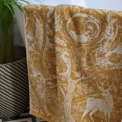 Furn. Winter Woods Animal Jacquard Bath Towel - Yellow -Cheap furn Store 40451b669d9d4f1699b63e73096d7c6e