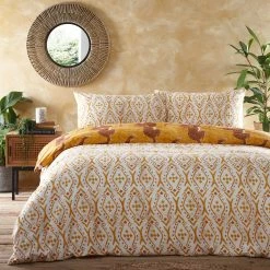 Furn. Tibetan Tiger Tribal Reversible Duvet Cover Set - Mustard -Cheap furn Store 448610c5d0904dd39de6283ecbcd7d79