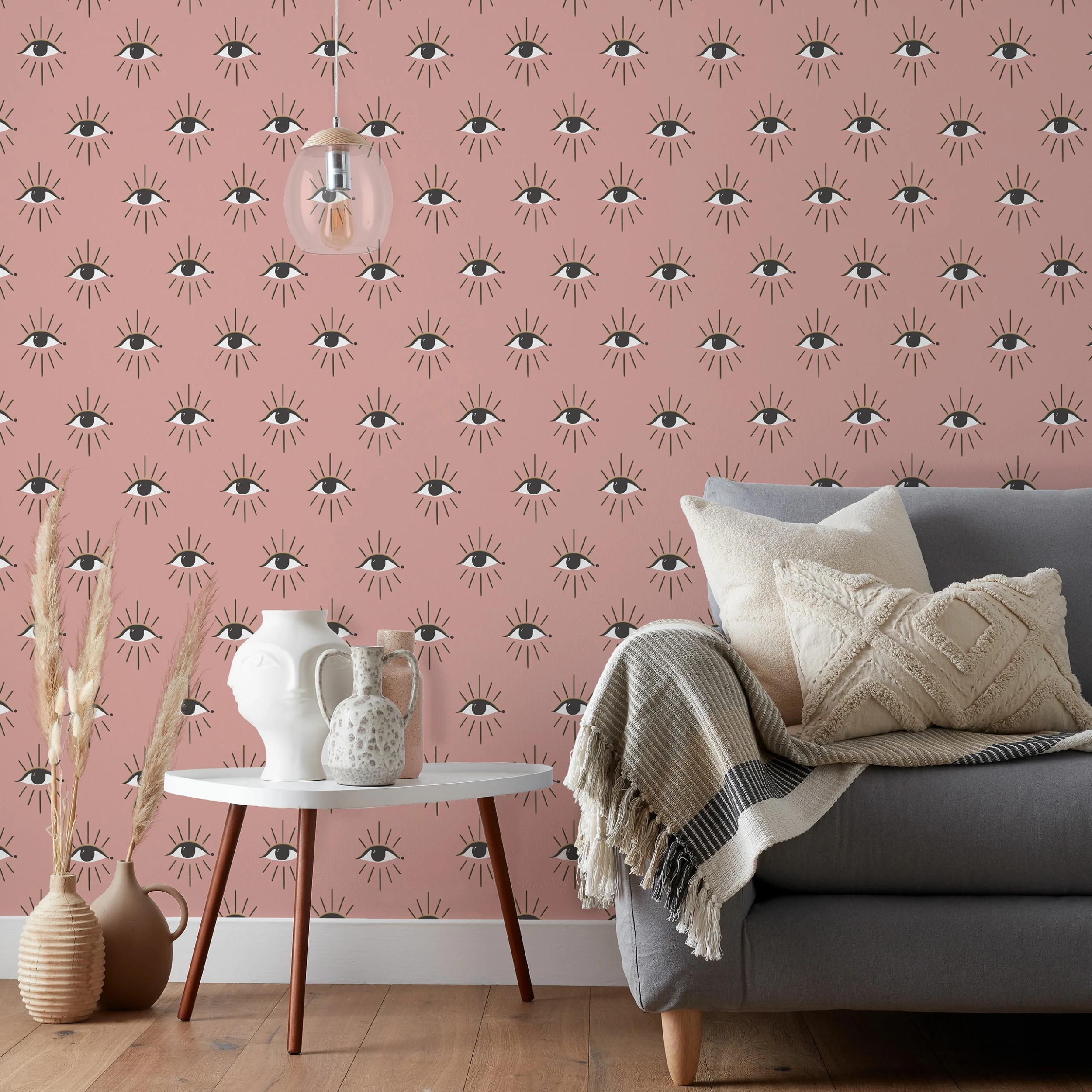 Furn. Theia Abstract Eye Printed Wallpaper - Blush 2 Furn. Theia Abstract Eye Printed Wallpaper - Blush - Image 2
