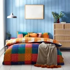 Furn. Alma Checked Pastel Duvet Cover Set - Multicolour