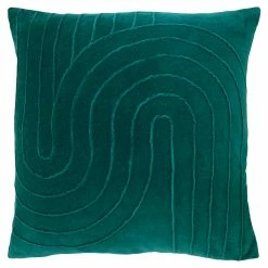 Furn. Mangata Square Pleated Cotton Velvet Feather Filled Cushion - Teal