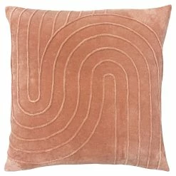 Furn. Mangata Square Pleated Cotton Velvet Feather Filled Cushion - Blush