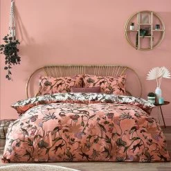Furn. Wildlings Lively Animals With Tropical Vines Reversible Duvet Cover Set - Blush