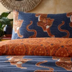 Furn. Tibetan Tiger Tribal Reversible Duvet Cover Set - Blue -Cheap furn Store 55ff56fd170344fb918ebfc037ebd545
