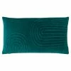 Furn. Mangata Rectangular Pleated Cotton Velvet Cushion Cover - Teal