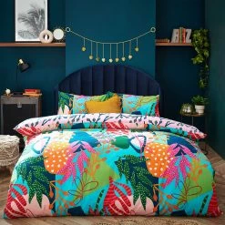 Furn. Coralina Abstract Reversible Duvet Cover Set - Multicolour