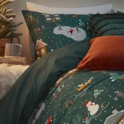 Furn. Festive Winter Pines Premium Pyjama Fleece Duvet Cover Set - Green -Cheap furn Store 62e5b291c7ef412f9b2c9048a7378e18
