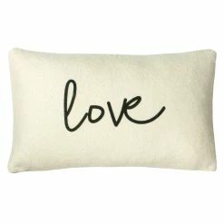 Furn. Shearling Love Cushion - Cream