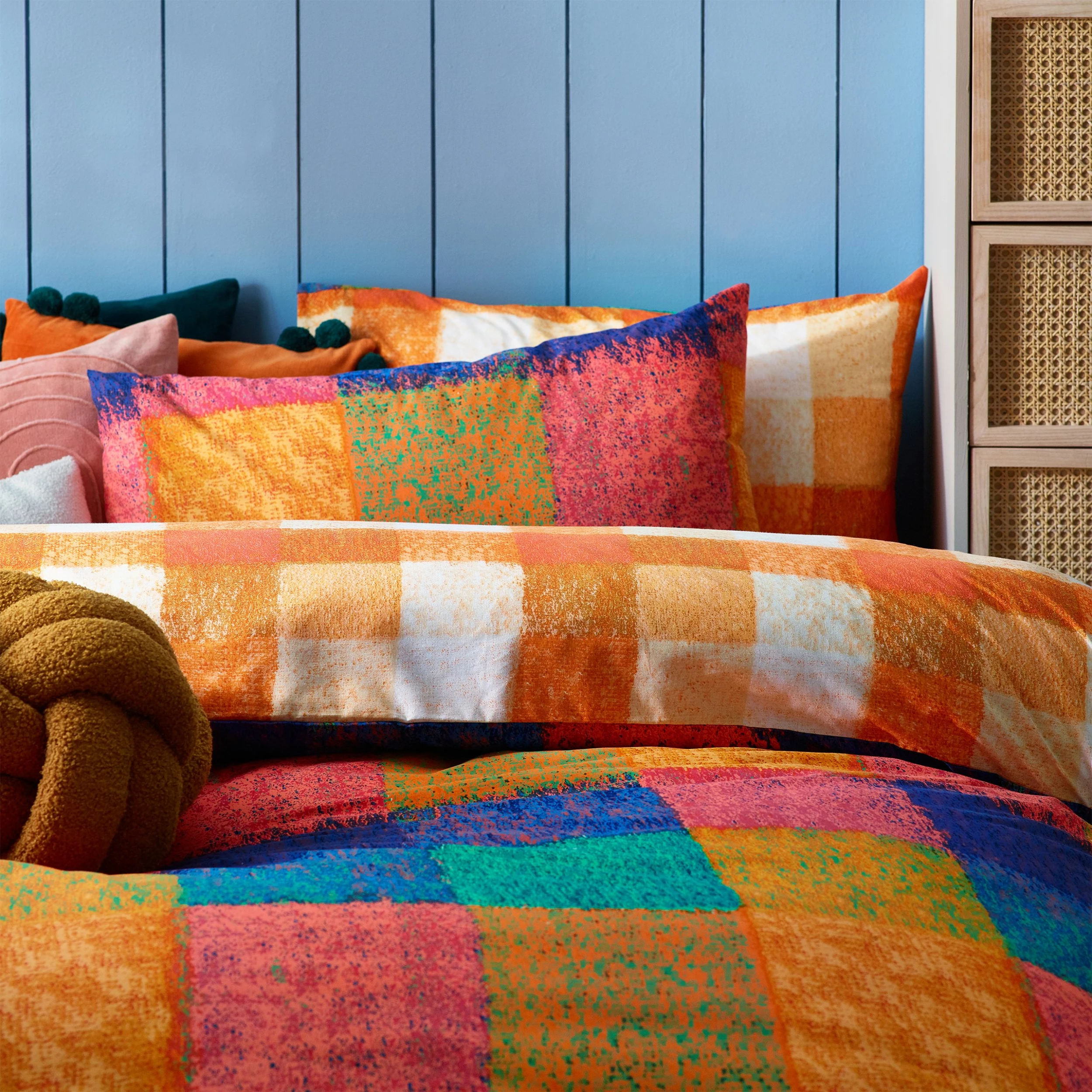 Furn. Alma Checked Pastel Duvet Cover Set - Multicolour 3 Furn. Alma Checked Pastel Duvet Cover Set - Multicolour - Image 3