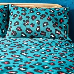Furn. Leopard Animal Print Reversible Duvet Cover Set - Teal -Cheap furn Store 6b77496c46c546dfba6b605f1ded16c1