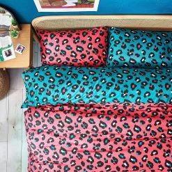 Furn. Leopard Animal Print Reversible Duvet Cover Set - Teal -Cheap furn Store 6bfb92360a6b441c9dee4ca01fa3ae20