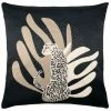 Furn. Aurora Leopard Velvet Cushion - Black