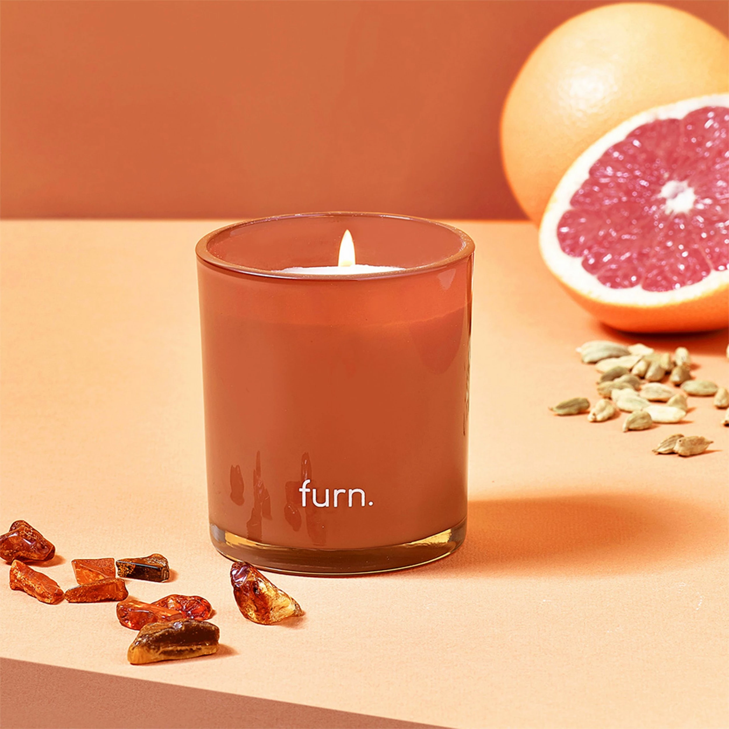 Furn. Wildlings Amber, Cinnamon & Mandarin Scented Glass Candle - Brown 2 Furn. Wildlings Amber, Cinnamon & Mandarin Scented Glass Candle - Brown - Image 2