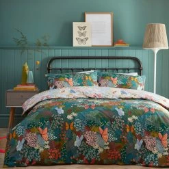 Furn. Forage Floral Reversible Duvet Cover Set - Teal -Cheap furn Store 6f883c38a28e414fa18b991a2ea51556