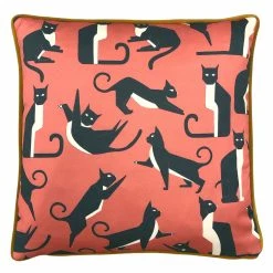 Furn. Kitta Geo Cats Feather Filled Cushion - Pink