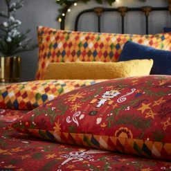 Furn. Nutcracker Christmas Reversible Duvet Cover Set - Red -Cheap furn Store 73956eb5d1f4486da407787927e099d7