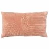 Furn. Mangata Rectangular Pleated Cotton Velvet Feather Filled Cushion - Blush