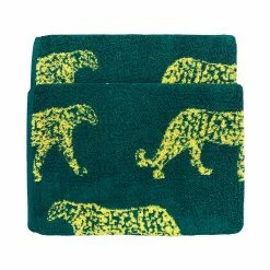 Furn. Leopard Animal Jacquard Hand Towel - Teal