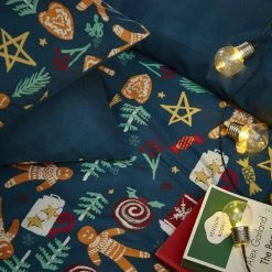 Furn. Christmas Yuletide Gingerbread Premium Pyjama Fleece Duvet Cover Set - Navy -Cheap furn Store 8152caf4adcd4338be6e20f0e5faadc5